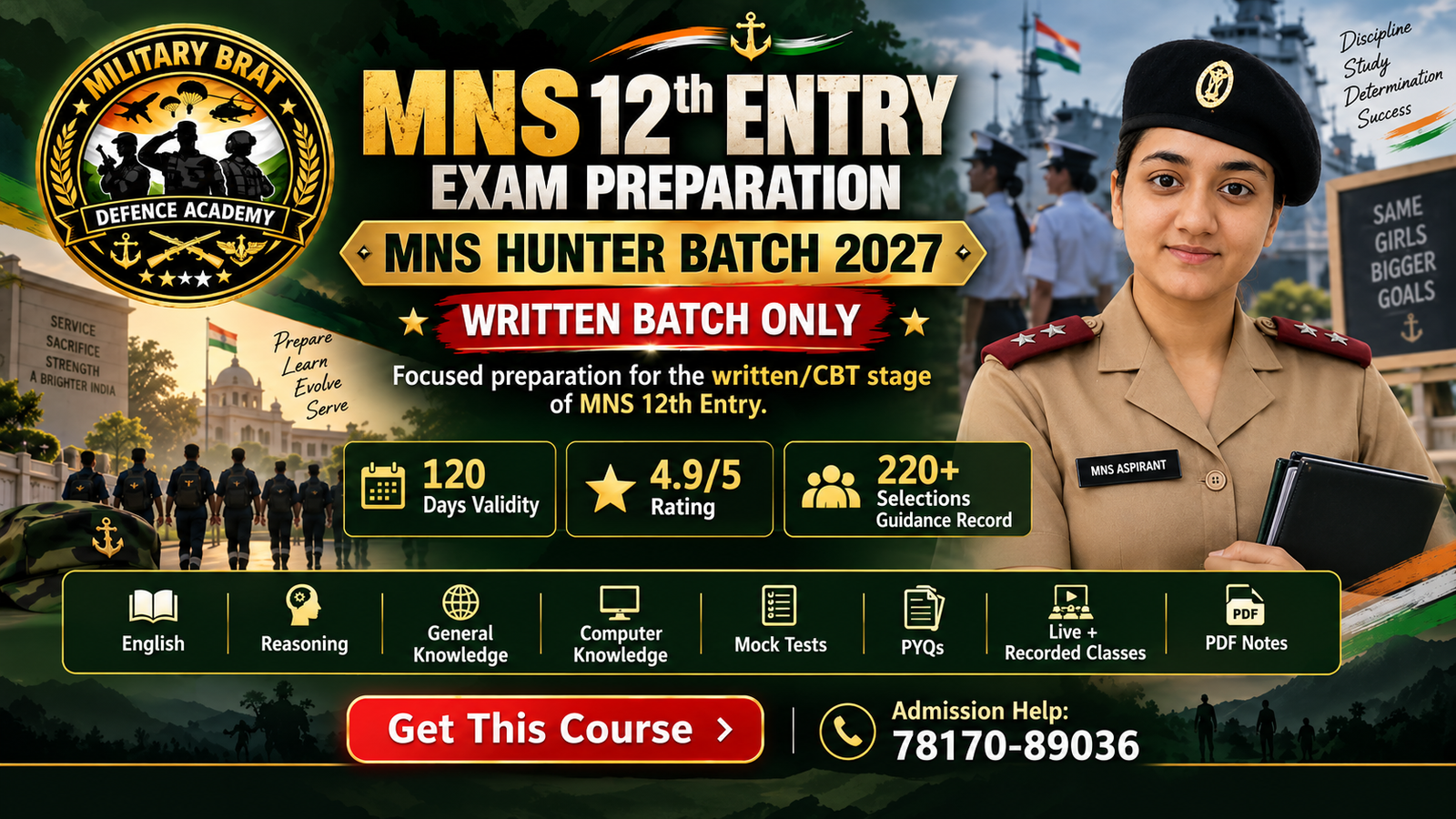 MNS 12th Entry Exam Preparation - MNS Hunter Batch 2027(Only Written)
