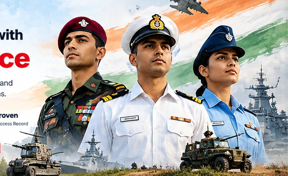 Indian armed forces personnel representing defence exam preparation