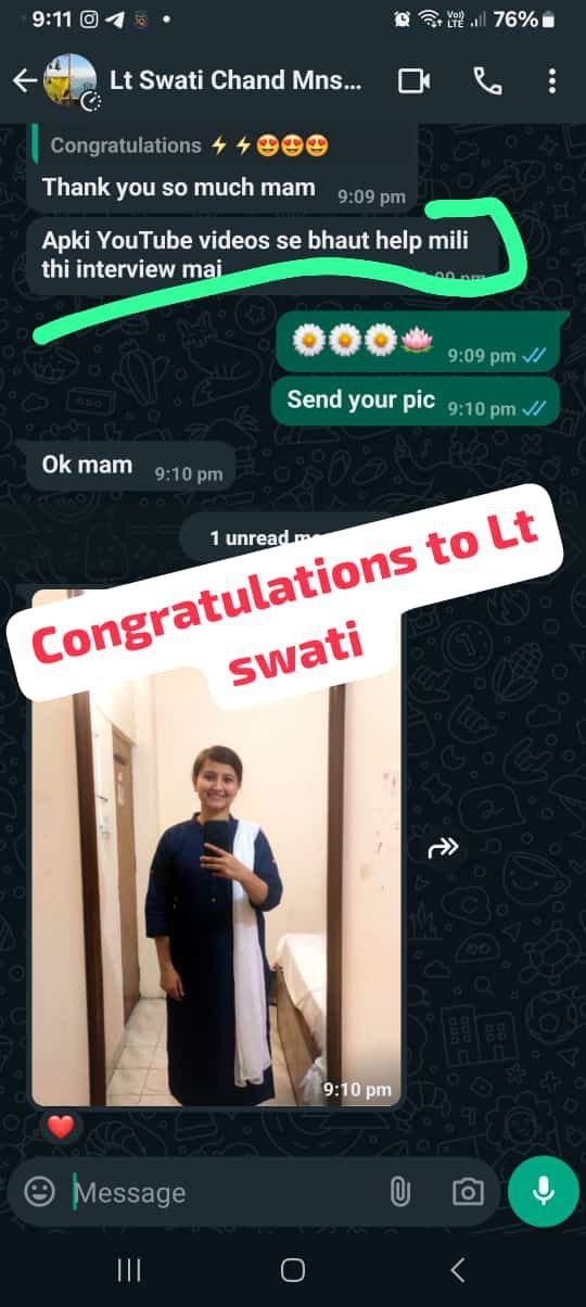 Lt. Swati Chand selected in MNS SSC Entry 2024 Military Brat Defence Academy achiever